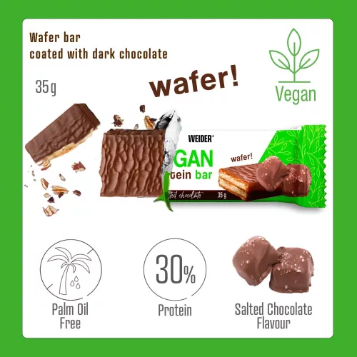 Weider Vegan Protein Wafer Bar fehérje szelet - 35g - sós csokoládé