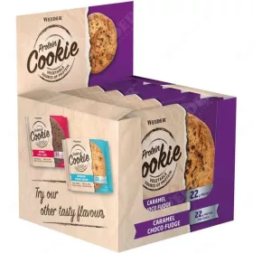   Weider Protein Cookie vegán fehérje süti - 12x90 g - karamella-csoki