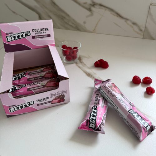 Weider Betty's Collagen Protein Bar 12x50g kollagén szelet - csokis-málna